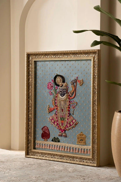 Luxury Pichwai painting of Lord Krishna for living room wall decor by Iragai