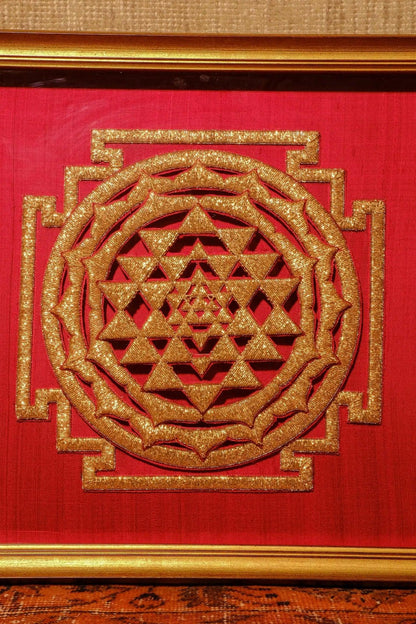 Sri Yantra Embroidery Wall Art